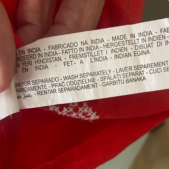 Zara Woman Red Embroidered Long-Sleeve Blouse Size L Excellent Condition - Picture 7 of 9